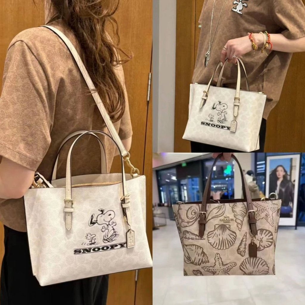 COACH Mollie tote bag สไตล์ใหม่ ลายการ์ตูนมะนาวสีส้มสดใส สำหรับฤดูร้อน กระเป๋าถือและMessenger bag ขน