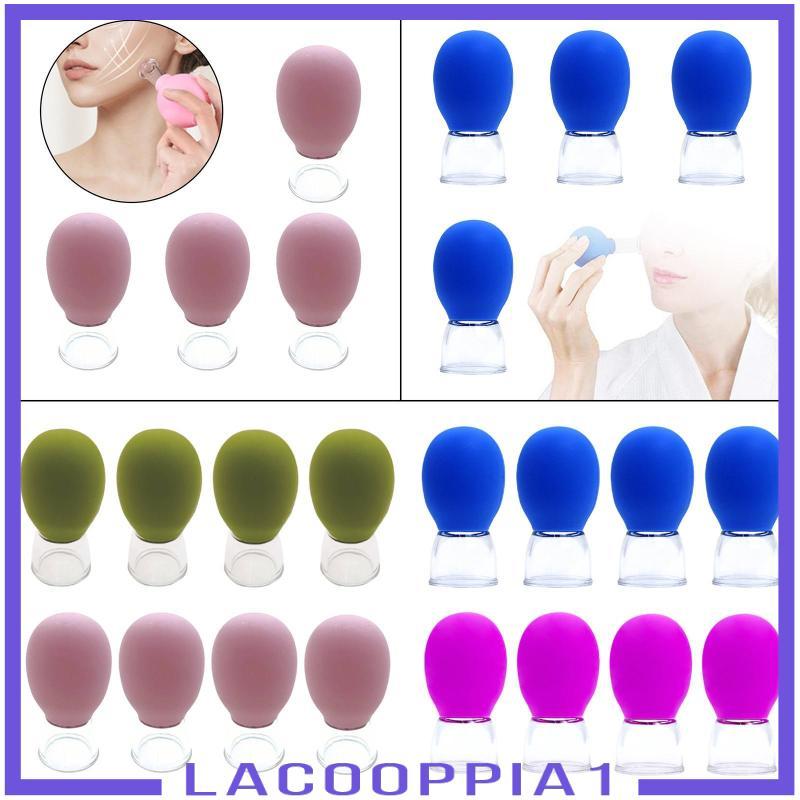 [Lacooppia1] 4 ชิ้น Facial Cupping ซิลิโคนถ้วยสูญญากาศใช้งานง่ายส่วนบุคคล Facial Cupping ชุดแว่นตาสํ