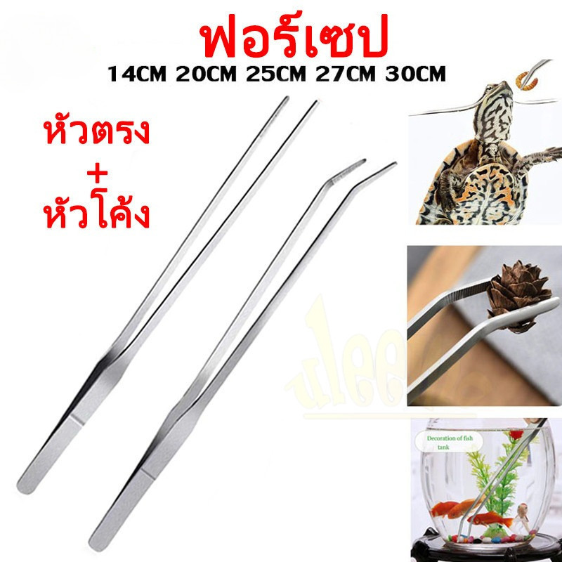 ฟอเซป forcep ยาว ปากคีบ แหนบ สแตนเลส อุปกรณ์จัดตู้ไม้น้ำ ได้ของไว ทำความสะอาดตู้ปลา สำหรับตู้ปลา ปลายตรงและปลายงอ