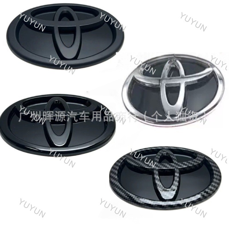 YY 80-190MM เหมาะสําหรับ Toyota Corolla Camry เงินสีดําคาร์บอนไฟเบอร์โลโก้ด้านหน้าและด้านหลัง