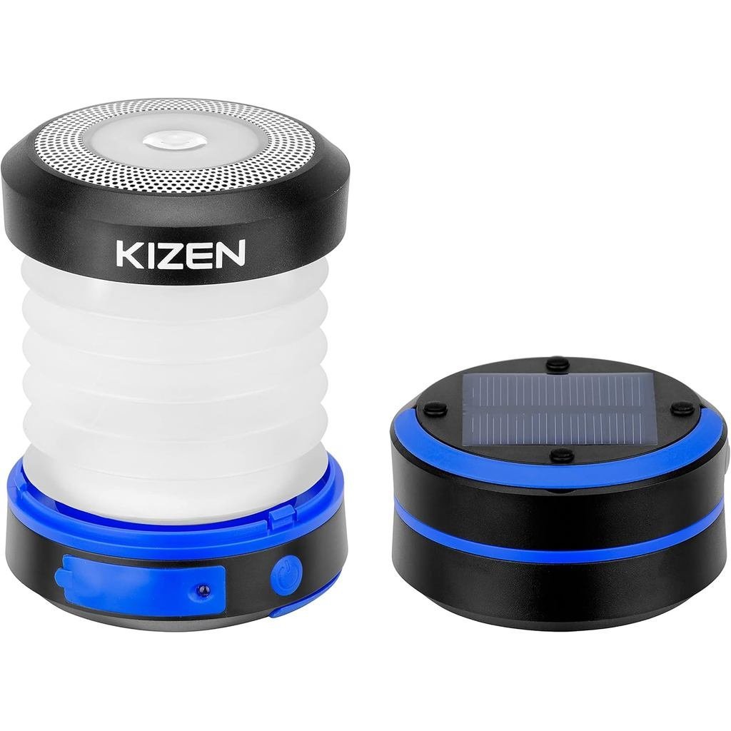 Kizen โคมไฟพลังงานแสงอาทิตย์กลางแจ้ง-พลังงานแสงอาทิตย์หรือปลั๊กโคมไฟแบบชาร์จไฟได้-ไฟ LED แบบพับได้สํ