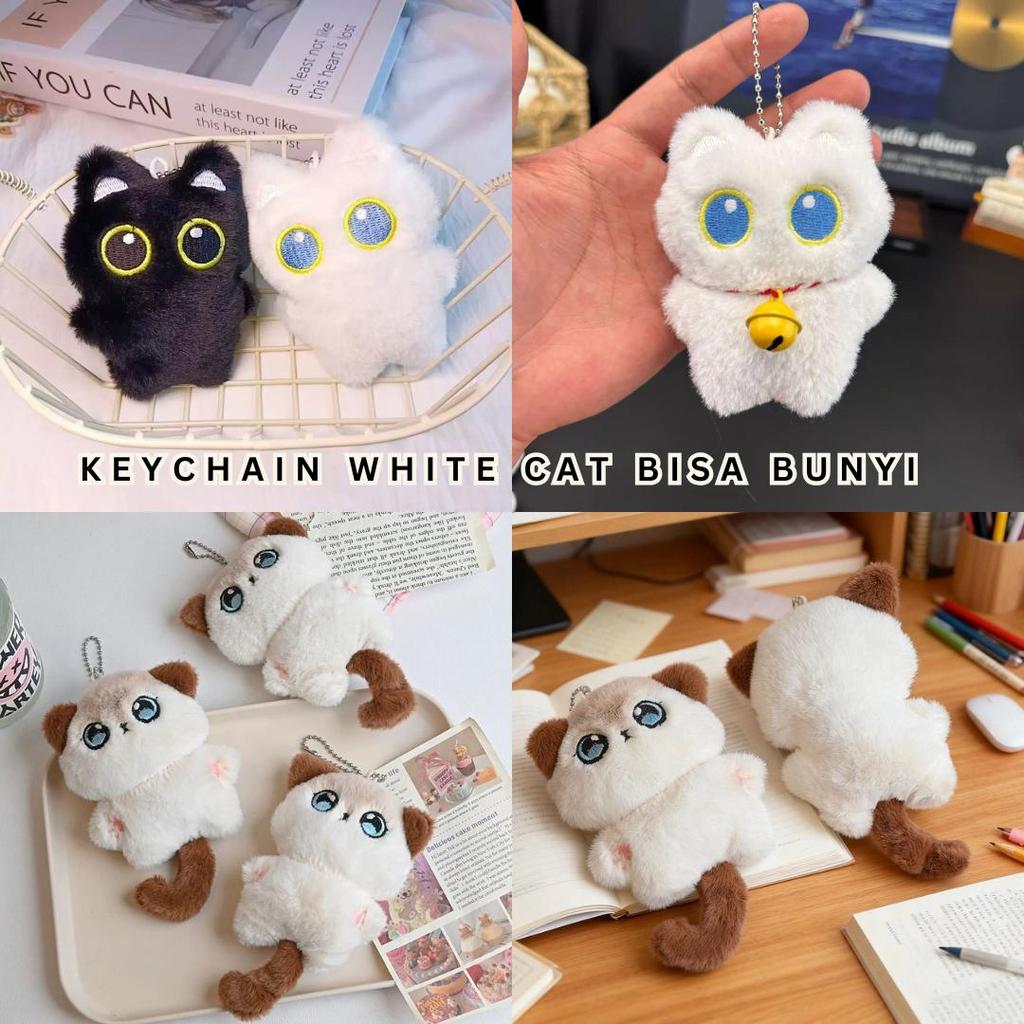 GANTUNGAN KEYCHAIN WHITE CAT CAN SOUND Premium Plushies WHITE CAT Edition KEYCHAIN GWIYEO