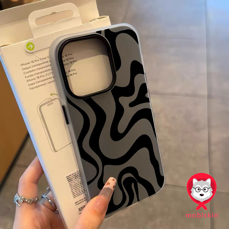 เคสโทรศัพท์แบบ 2 in 1 ซิลิโคนใส เคสเยลลี่ เคสไอโฟน 13 เส้นโค้งดำขาว  สำหรับ iPhone17 16 15 14 13 12 11 Pro Max X XR XS ราคา ถูกที่สุด ดีลบีเคเค