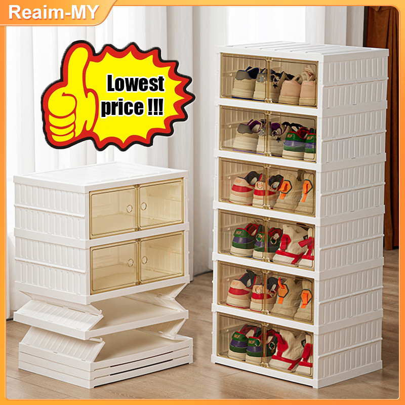 Foldable Shoes Cabinet with Door Almari Kasut Shoes Rack Rak kasut Bertingkat Kabinet Kasut 折叠鞋柜