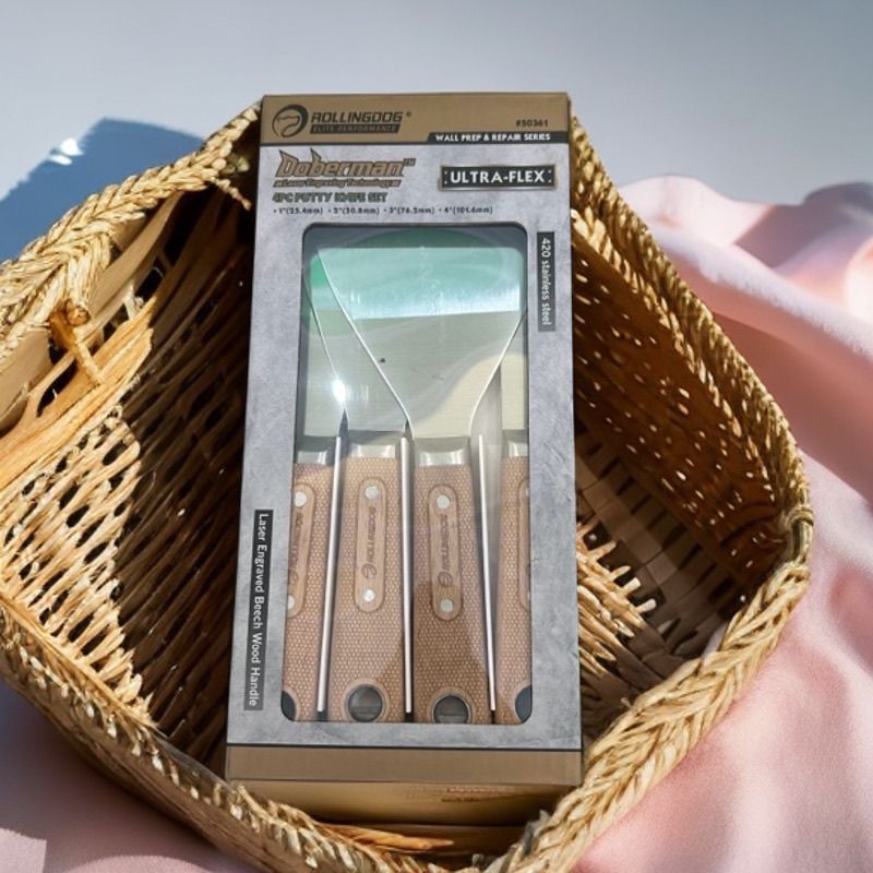 Rolling Dog Soft 3-7-10-13 ซม.สีเทาไม้พายชุดบาง Wall Spatula Putty Spatula เครื่องมือ e