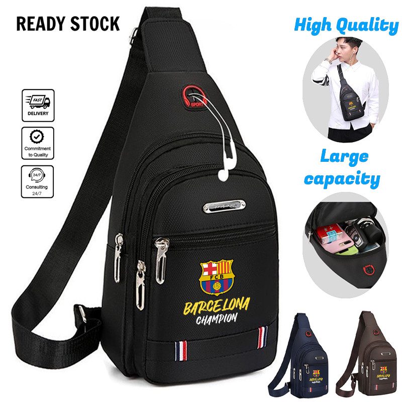 FC Barcelona Champion Design Chest Sling Bag Men Waterproof Canvas Fanny Pack Crossbody Bag Lightwei