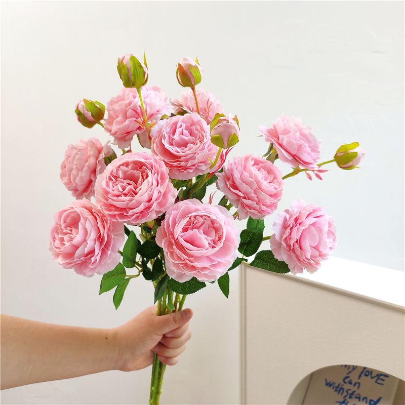 ช่อดอกไม้ดอกโบตั๋นจําลองดอกไม้ใหญ่เหมาะสําหรับการจัดดอกไม้โต๊ะรับประทานอาหารหรือมุมห้องนั่งเล่นไม่ดูแลไม่ต้องรดน้ํา - รูปที่ 6