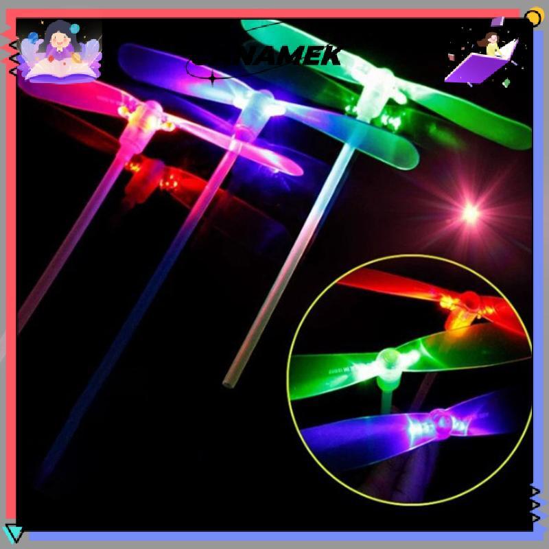 [CANAMEK] เด็กที่มีสีสันส่องสว่างไม้ไผ่แมลงปอ แฟลชบินนางฟ้า LED ของเล่นหุ้นใหม่