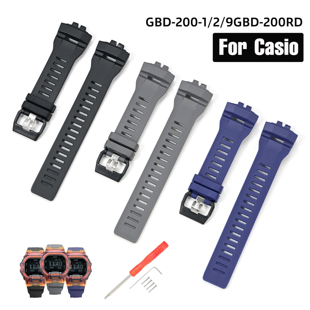 สําหรับ Casio GBD-200-1/2/9GBD-200RD สายยางกันน้ําซิลิโคนอ่อนนุ่ม Watchband อุปกรณ์เสริมสําหรับนาฬิกาดิจิตอล