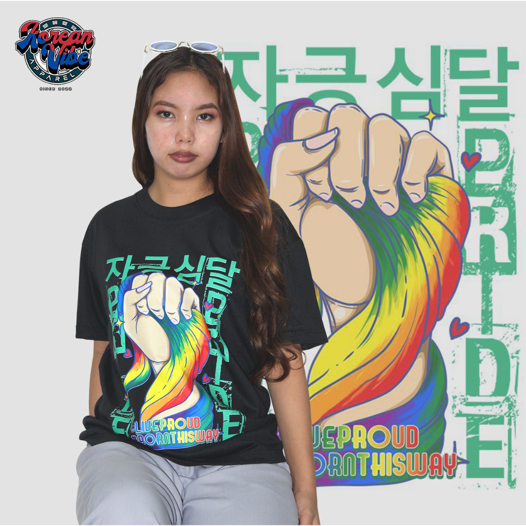 KOREAN VIBE APPAREL PRIDE MONTH EXCLUSIVE DESIGN GRAPHIC COTTON TSHIRT FOR MEN AND WOMEN W/ STICKER