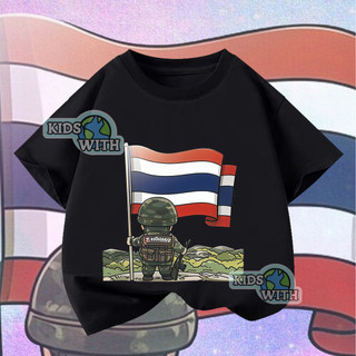 （จัดส่ง 24 ชั่วโมง）เสื้อยืดเด็กออกแบบจากธงชาติไทย ลายเส้นสันติภาพ ทำจากผ้าคุณภาพสูง สวมใส่สบายตลอดฤดูร้อน