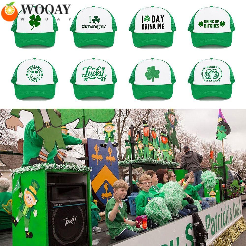 หมวกเบสบอลตาข่ายสีเขียว กํามะหยี่ Clover Shamrock สำหรับวันเซนต์ปัตริก