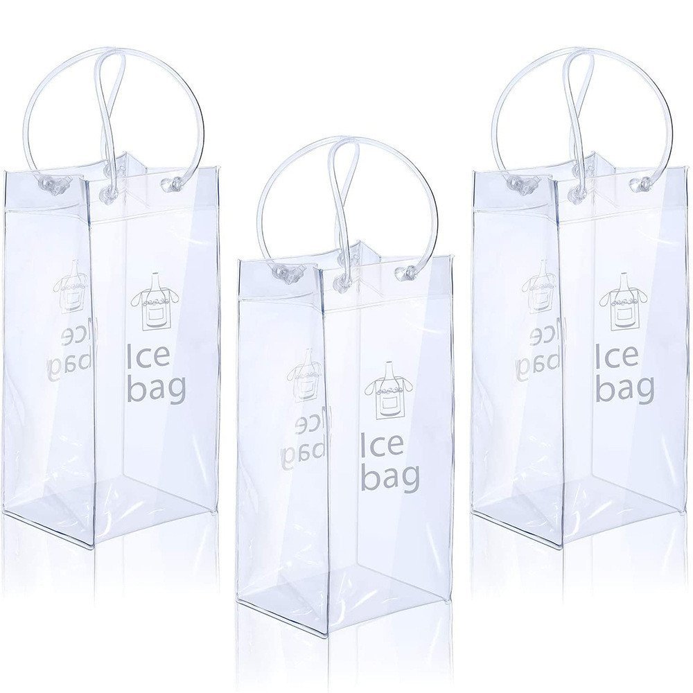ถุงน้ําแข็งป้องกันการรั่ว PVC Wine Transparent Portable Ice Wine bag ถุงน้ําแข็ง
