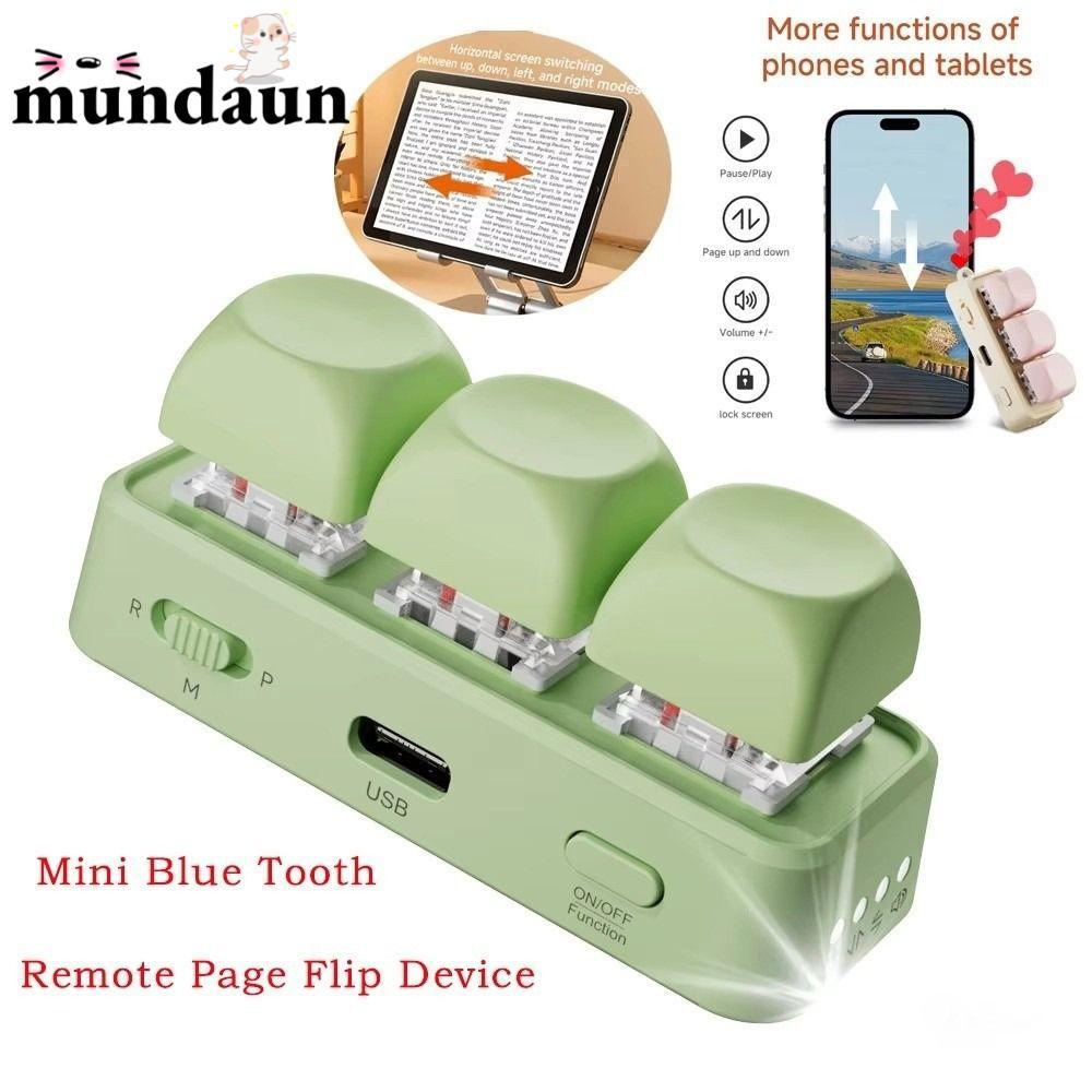 MUNDAUN คีย์บอร์ดหน้า Turner แบบพกพาอเนกประสงค์คีย์บอร์ด EBook หน้า, 3 คีย์ Universal Bluetooth รีโม