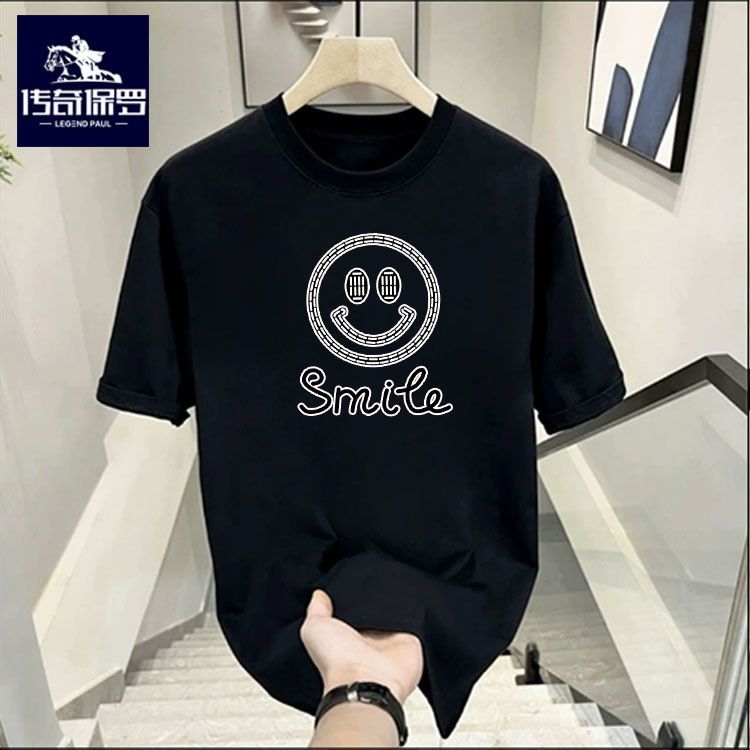 2026แฟชั่น2026ตํานานPaul Heavyผ้าฝ้ายเสื้อยืดหลวมรอบคออเมริกันอินเทรนด์สไตล์ใหม่All-Match Insแขนสั้น