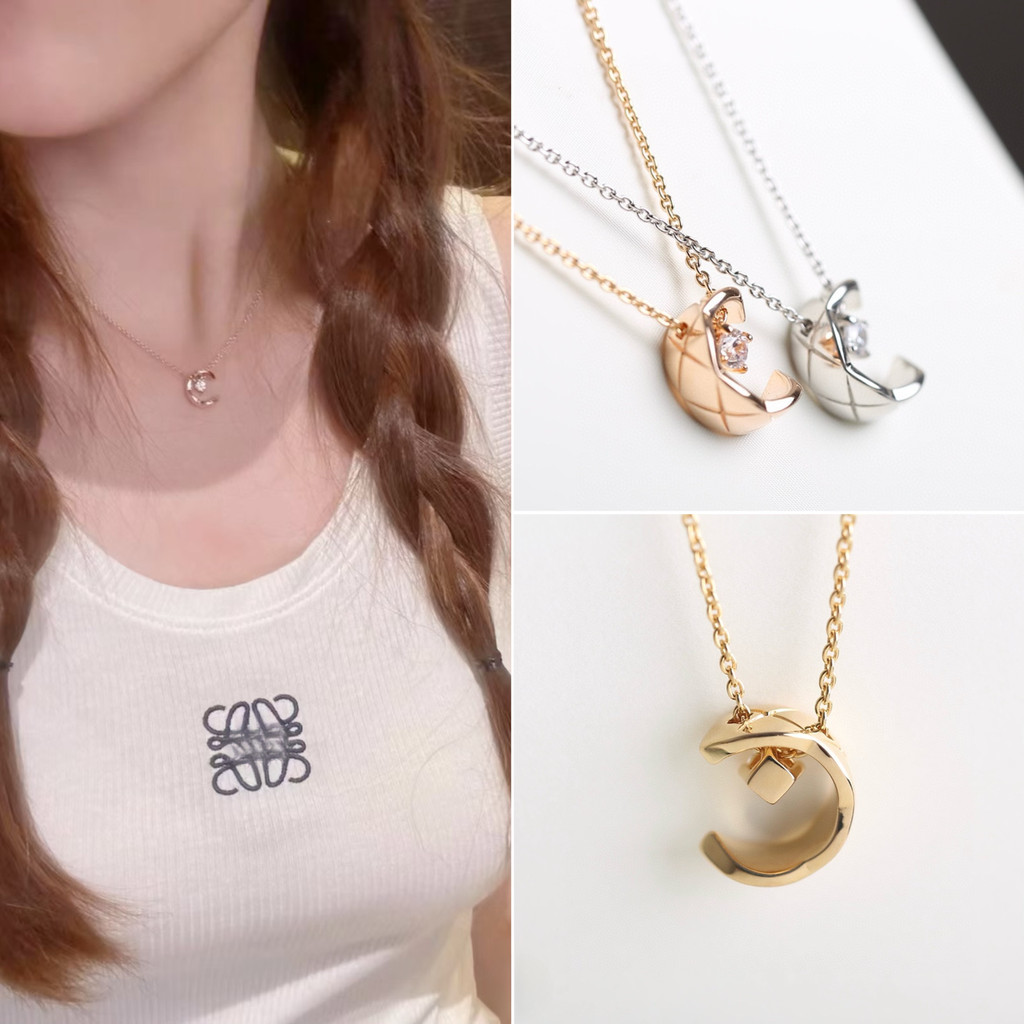 【พรีออเดอร์ 15 วัน】CCC coco สร้อยคอพระจันทร์ลายตาราง