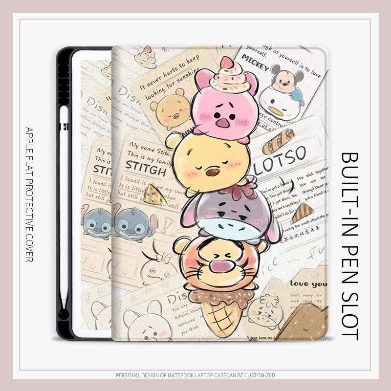 เคสหมีพูห์สําหรับ A16 air M3 M5 air4/5/6 air7 10.2 gen7/8/9 mini4/5/6/7 8 Angel iPad ใหม่ pro11 pro12.9 air13 gen10 gen11 a17pro Disney case