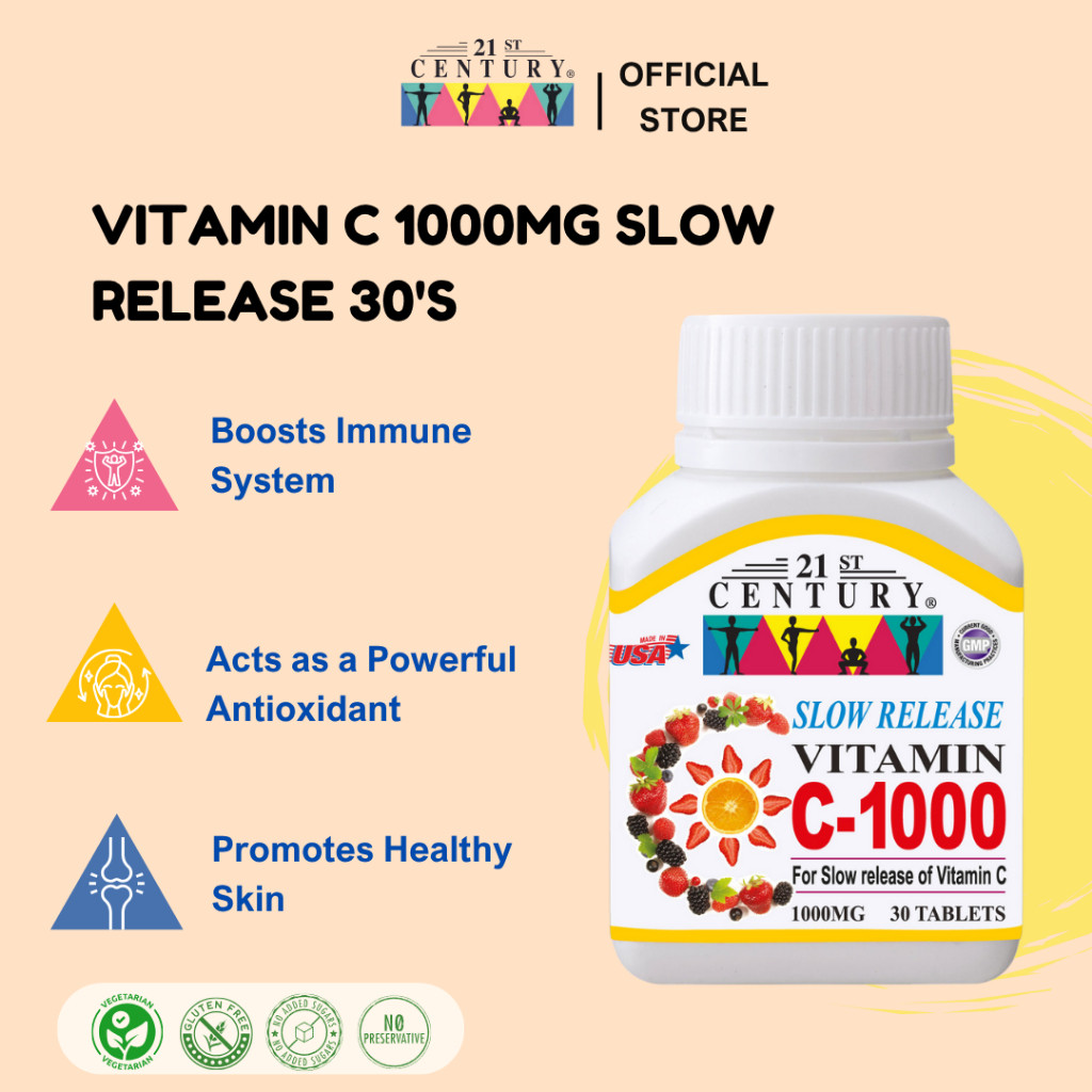 21st Century Vitamin C-1000 Slow Release (30 แท็บเล็ต)
