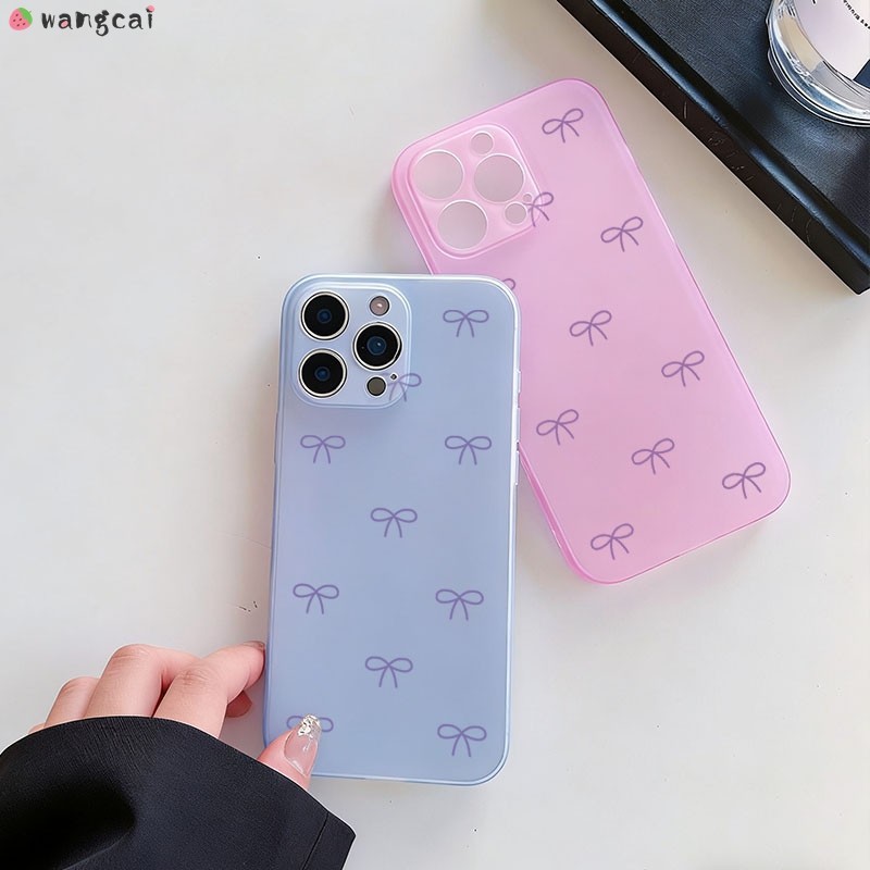 สําหรับ Redmi หมายเหตุ 15 14 13 Pro Plus SE Pro + RedmiNote15 5G 4G เคสโทรศัพท์น่ารัก Elegant Bowknot Bow Tie ง่ายสีส้มสีชมพูสีม่วงสีฟ้าโปร่งแสงบางปลอกอ่อนกรณีปก