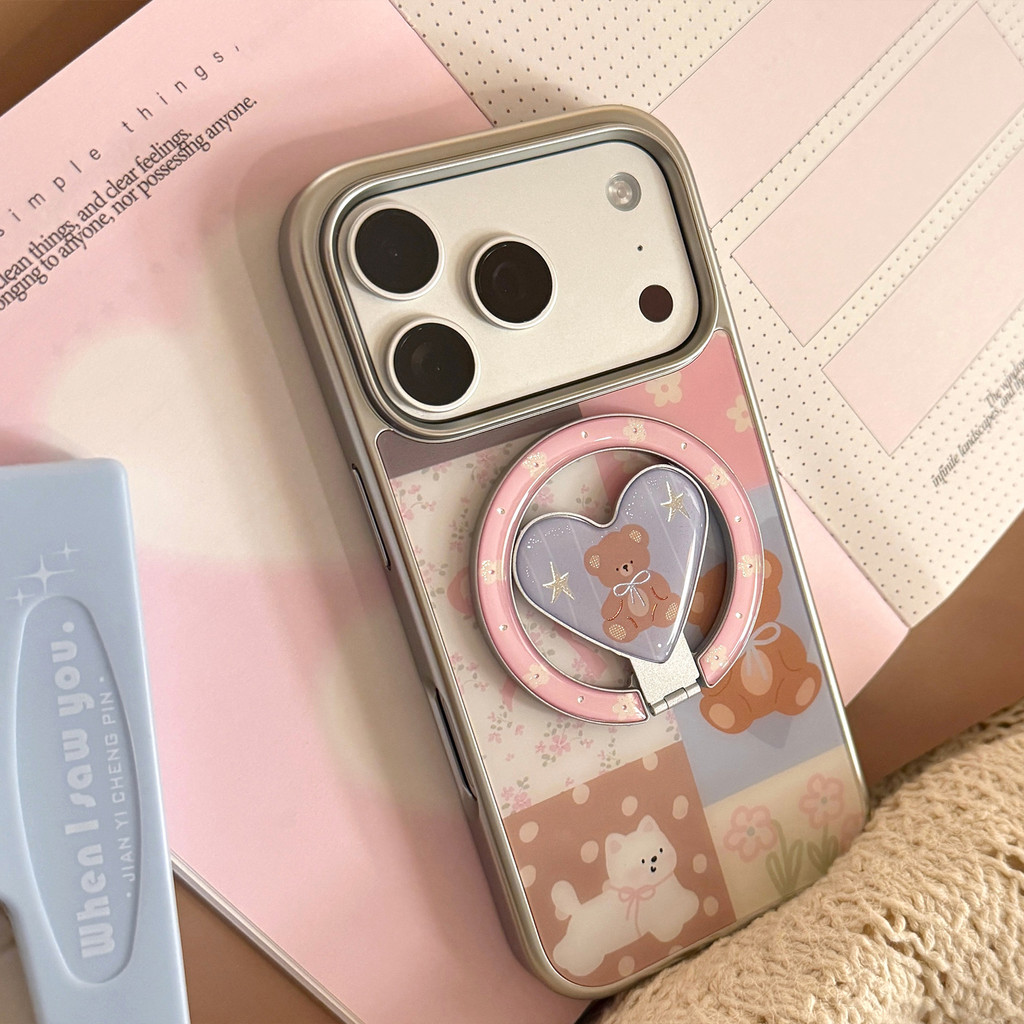 [Sheren] เคสโทรศัพท์การ์ตูนหมีจับคู่สีเหมาะสําหรับ i17 16 15 14 13 12 11 pro max  เคสไอโฟน