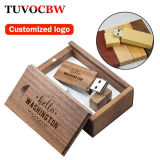 แฟลชไดรฟ์ USB 2.0 64GB บล็อกไม้เมมโมรี่สติ๊ก 32GB ไม้พร้อมกล…