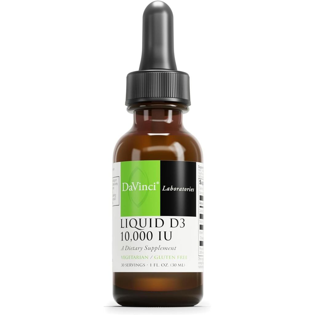 DAVINCI Labs Liquid D3 10,000 IU - ช่วยรองรับสุขภาพกระดูก, Immune Support & Heart Health with Vitami