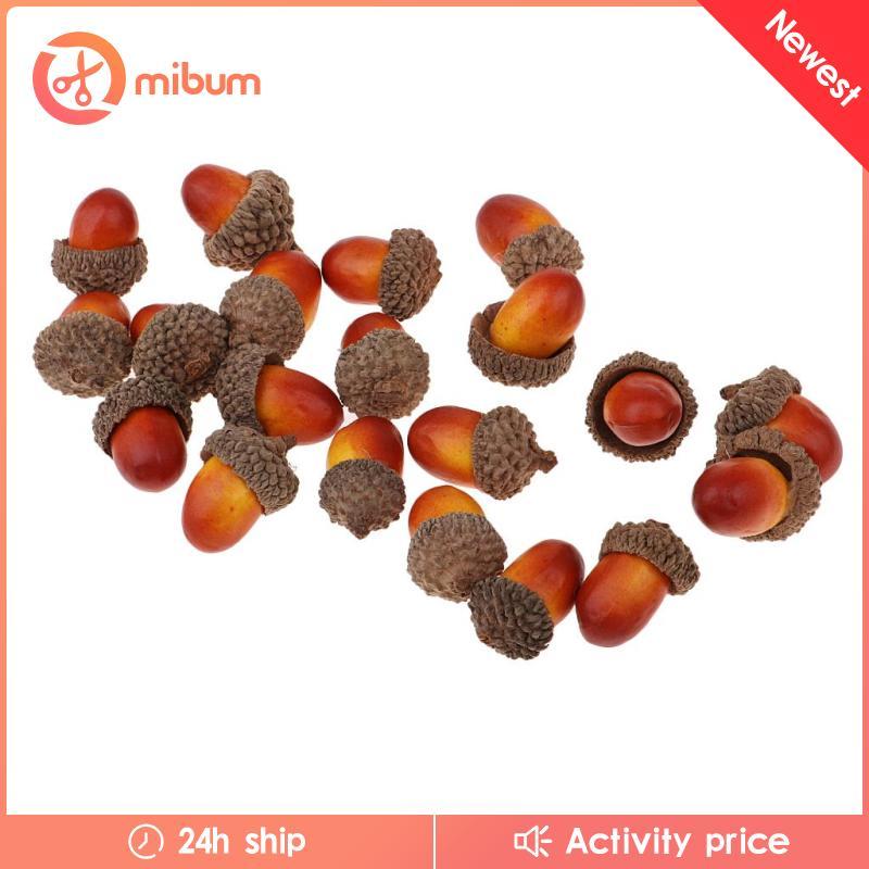 [Mibum] 100x Natural Acorns จริง Acorns Caps สําหรับหัตถกรรมแจกันฟิลเลอร์บ้าน 20 acorns 17X25MM