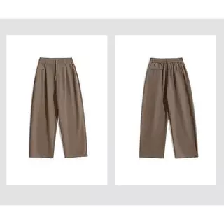 MNO.9 Pants X218 กางเกงสแล็ค ขายาว ขาปล่อย เอวสม็อค แฟชั่นชาย Man Clothing สีดำ เทา และกาแฟ