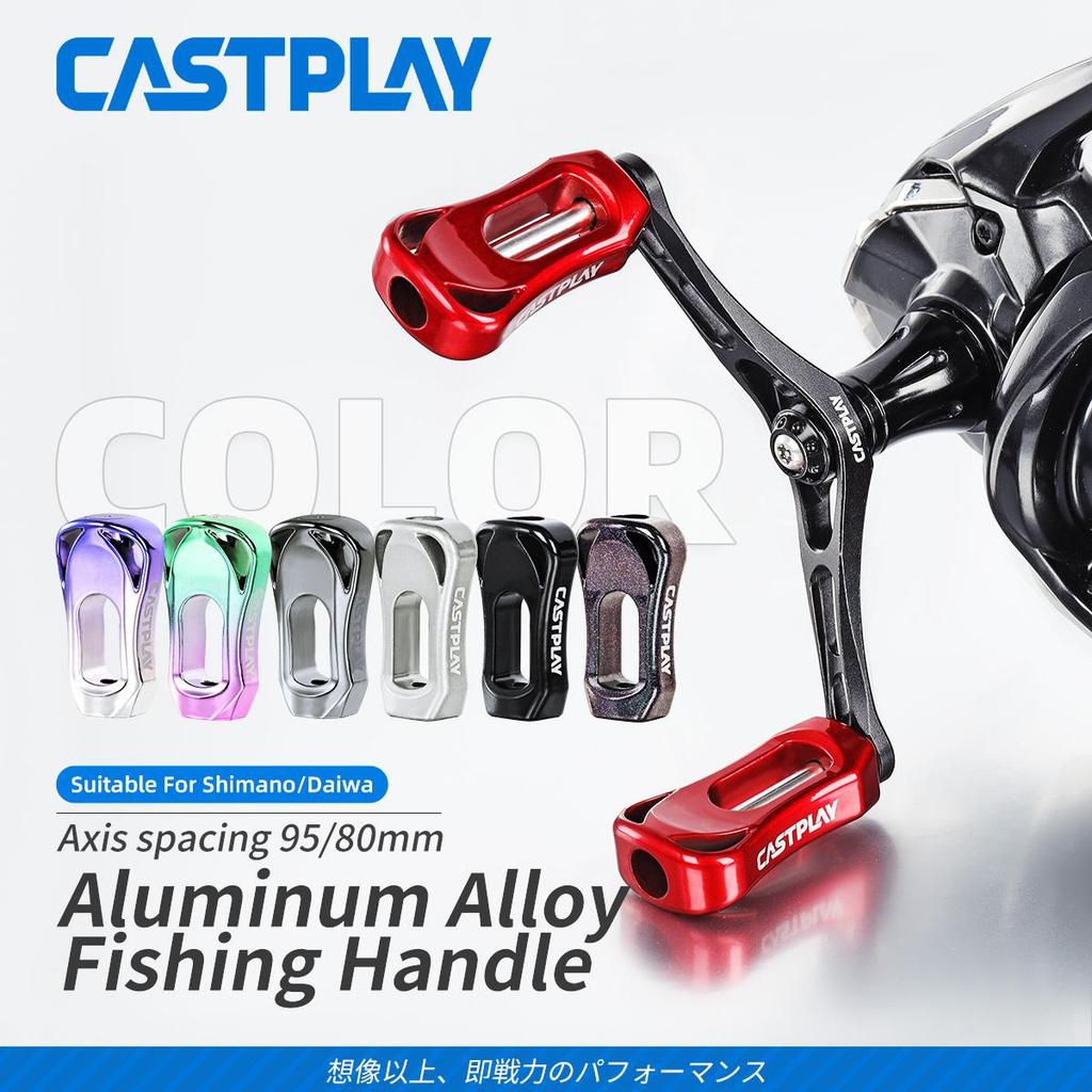 Castplay CNC Spinning Handle พร้อมปุ่มออกแบบกลวงสําหรับ Shimano Daiwa Ryobi Spinning Reel 80 95 มม.