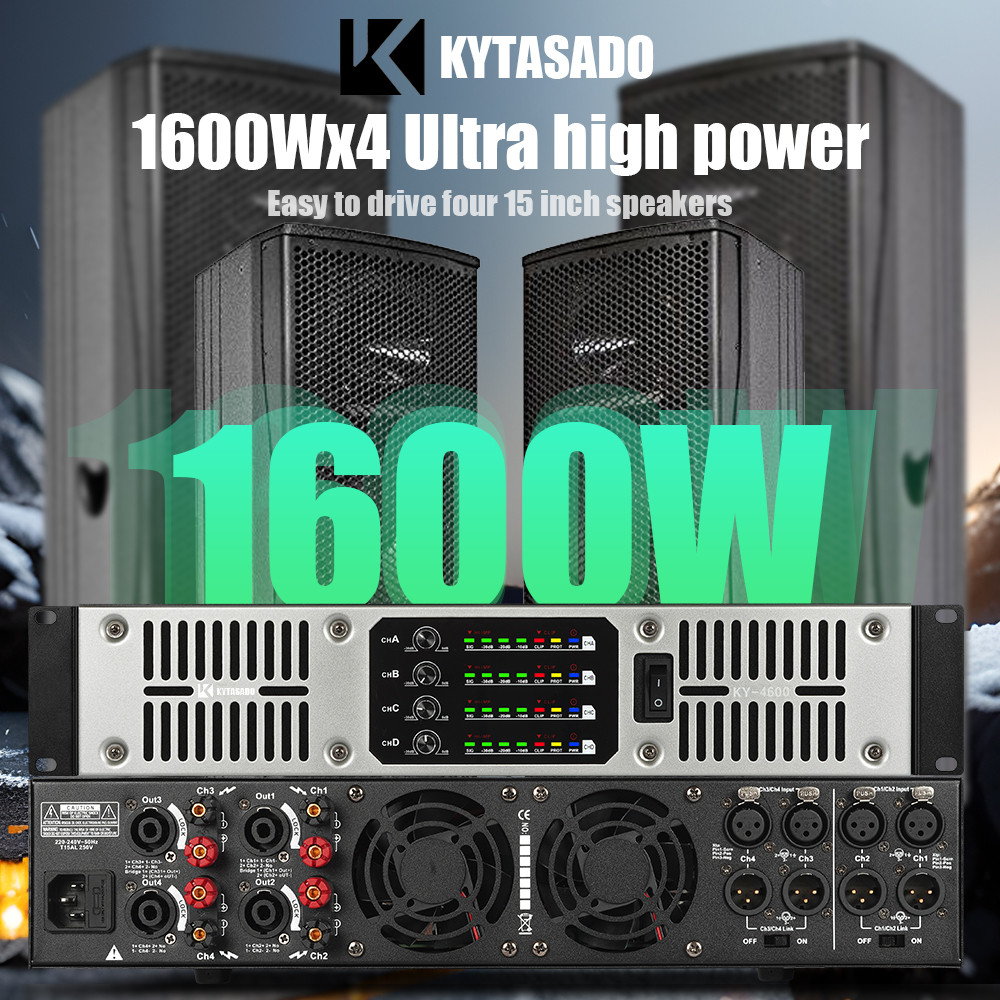Ky4600 Professional 1600 W 8 OHM 2/4 Channel Digital Amplifier