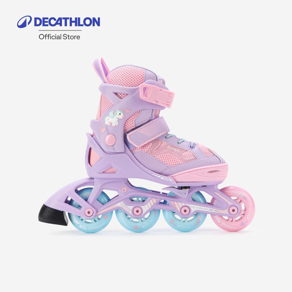 Decathlon Kids' Inline Fitness Skates Fit3 - Abyss Grey รองเท้าอินไลน์สเก็ตเด็กเพื่อการออกกำลังกาย รุ่น Fit3 - Purple