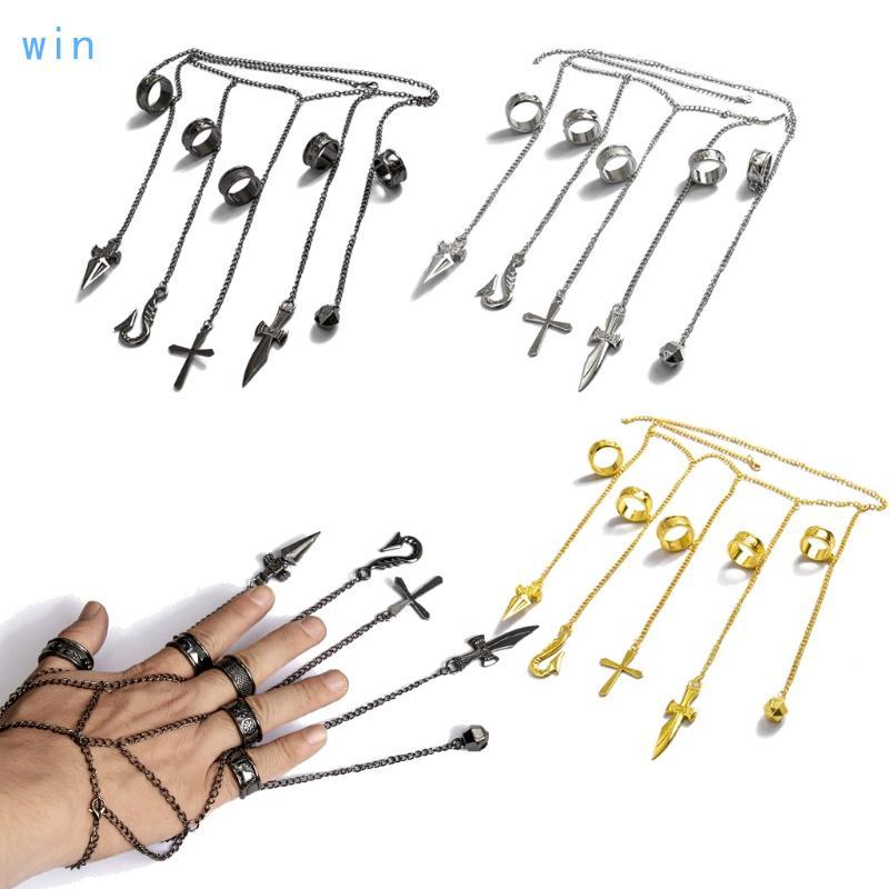 Win ประณีต Five Rapers Hunter แหวนคอสเพลย์ Full-five Fingers แหวนเครื่องประดับแหวนสําหรับเด็กผู้หญิง
