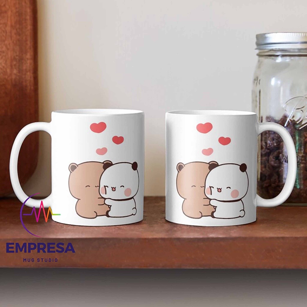 Panda Bear Bubu และ Dudu Hugs Love Tea แก้วกาแฟน้ํา