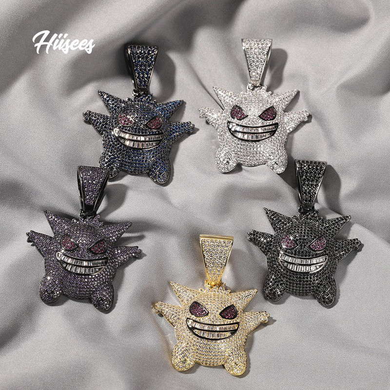 Hiisees Elf Gengar Ghost จี้ Hiphop Hiphop อุปกรณ์เสริมสร้อยคอ Unisex