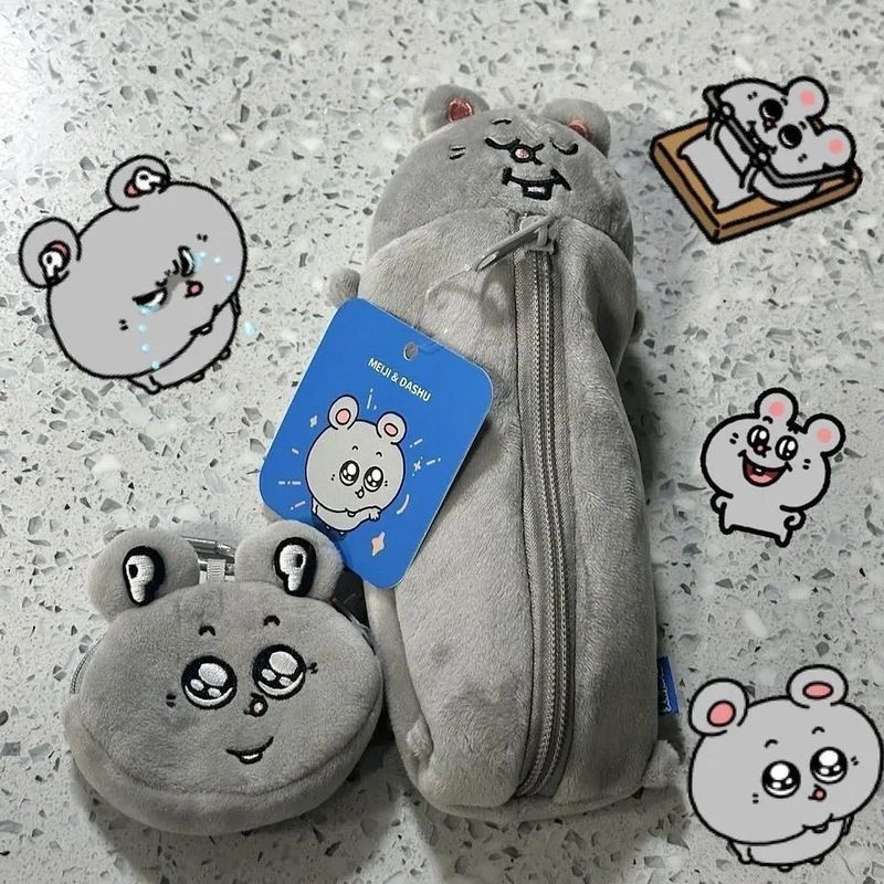 Meiji and the Rat High-Appearance Junior High School Students Plush Pencil Case Cute Funny Storage B