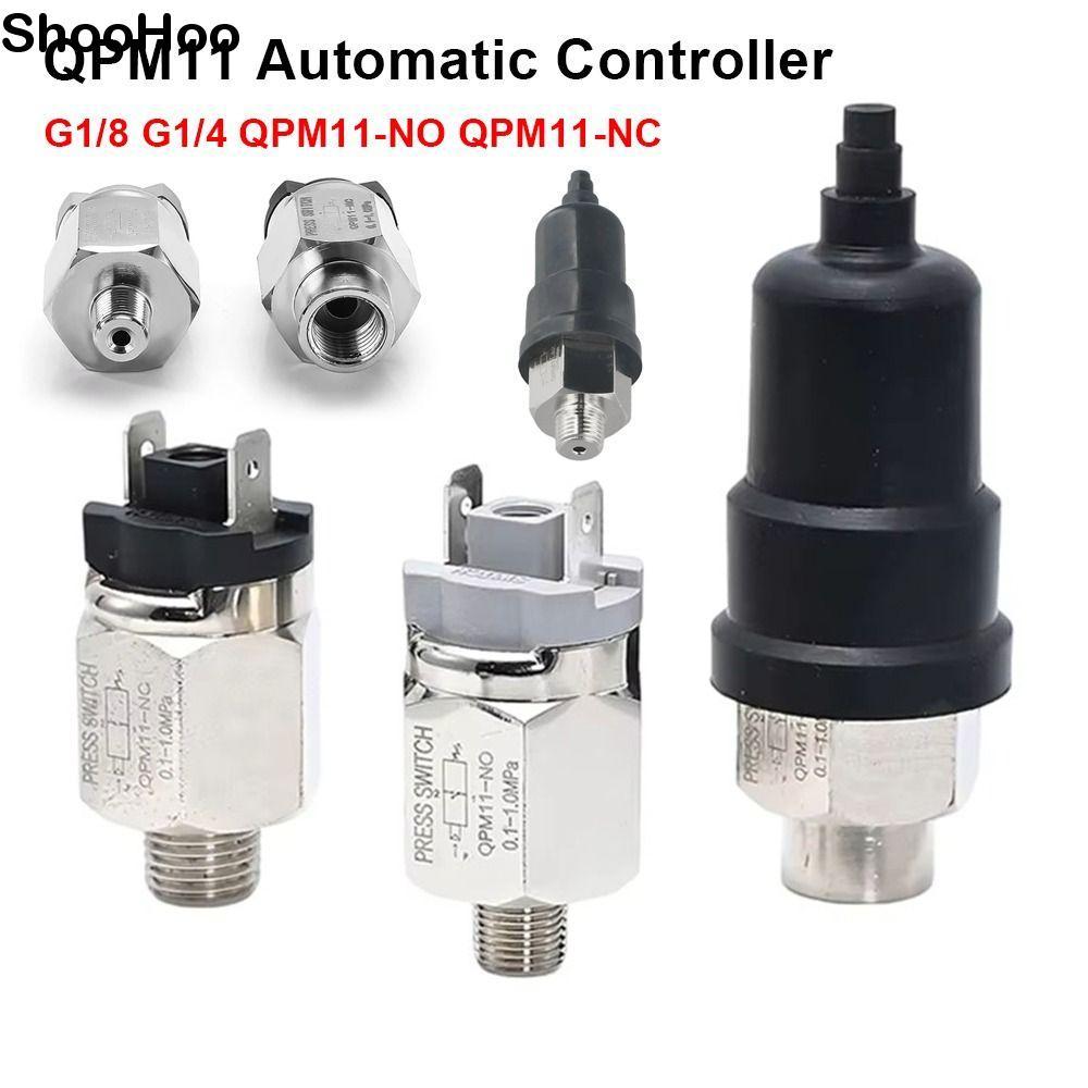 SHOOHOO 1 ชิ้นสวิตช์ความดันอากาศ, 0.1-1Mpa ปรับ QPM11 ตัวควบคุมอัตโนมัติ, QPM11-NO QPM11-NC G1/8 G1/4 ไดอะแฟรมไฮดรอลิก Air Compressor อะไหล่