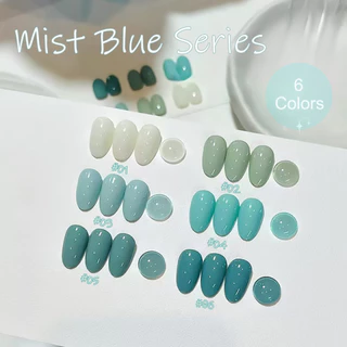 SHAKA สีทาเล็บเจล หมอกฟ้า 6 สี โทนฟ้าขาวละมุน เพ้นท์เล็บ แบบแช่ออก ติดทนนาน UV ทำเล็บ [SK502]