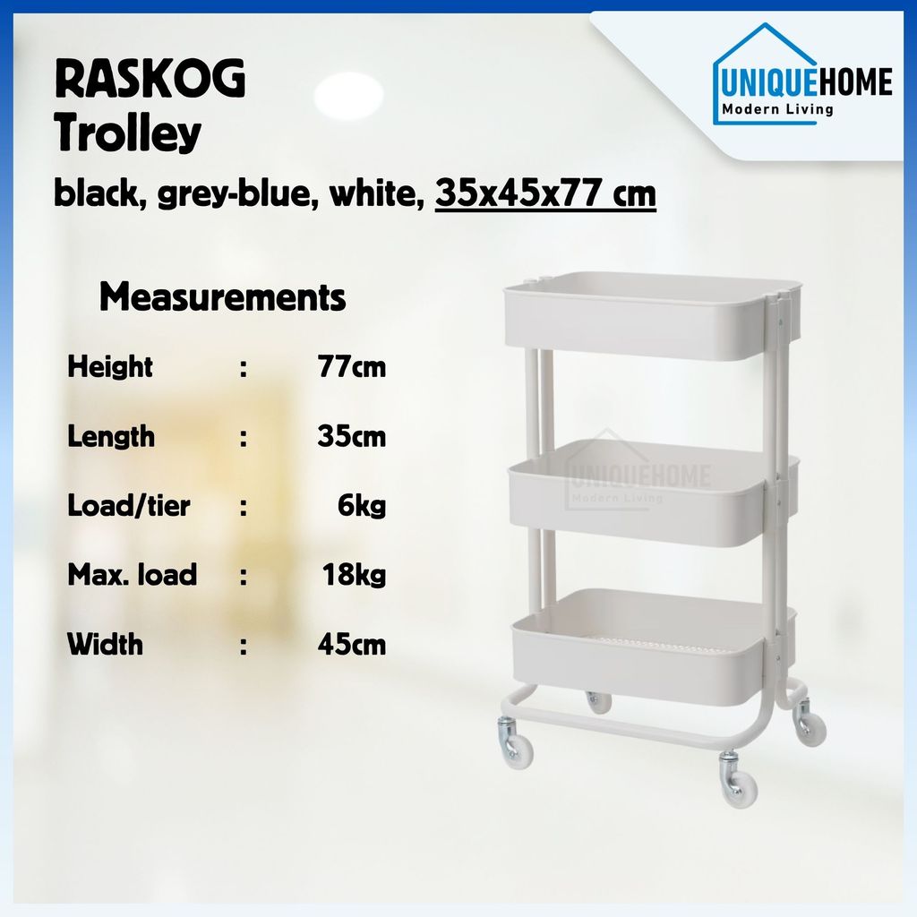 RASKOG รถเข็น 35x45x78 ซม.รถเข็นกลิ้งห้องครัวห้องน้ําจัดเก็บยูทิลิตี้รถเข็น Castors UniqueHome