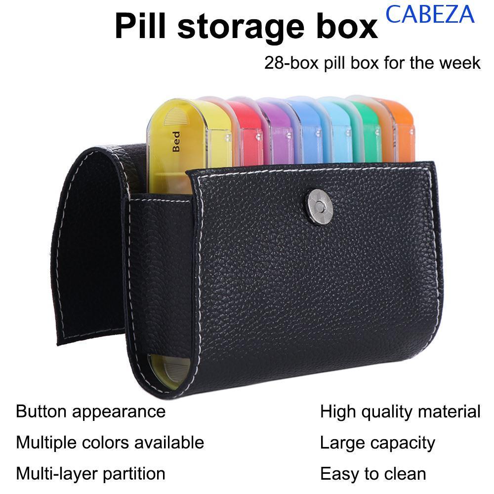 CABEZA กล่องจัดยารายสัปดาห์, ที่ใส่ยานํากลับมาใช้ใหม่ได้ 7 วัน, กระเป๋าพกพา PU สะดวก Dust-proof Week