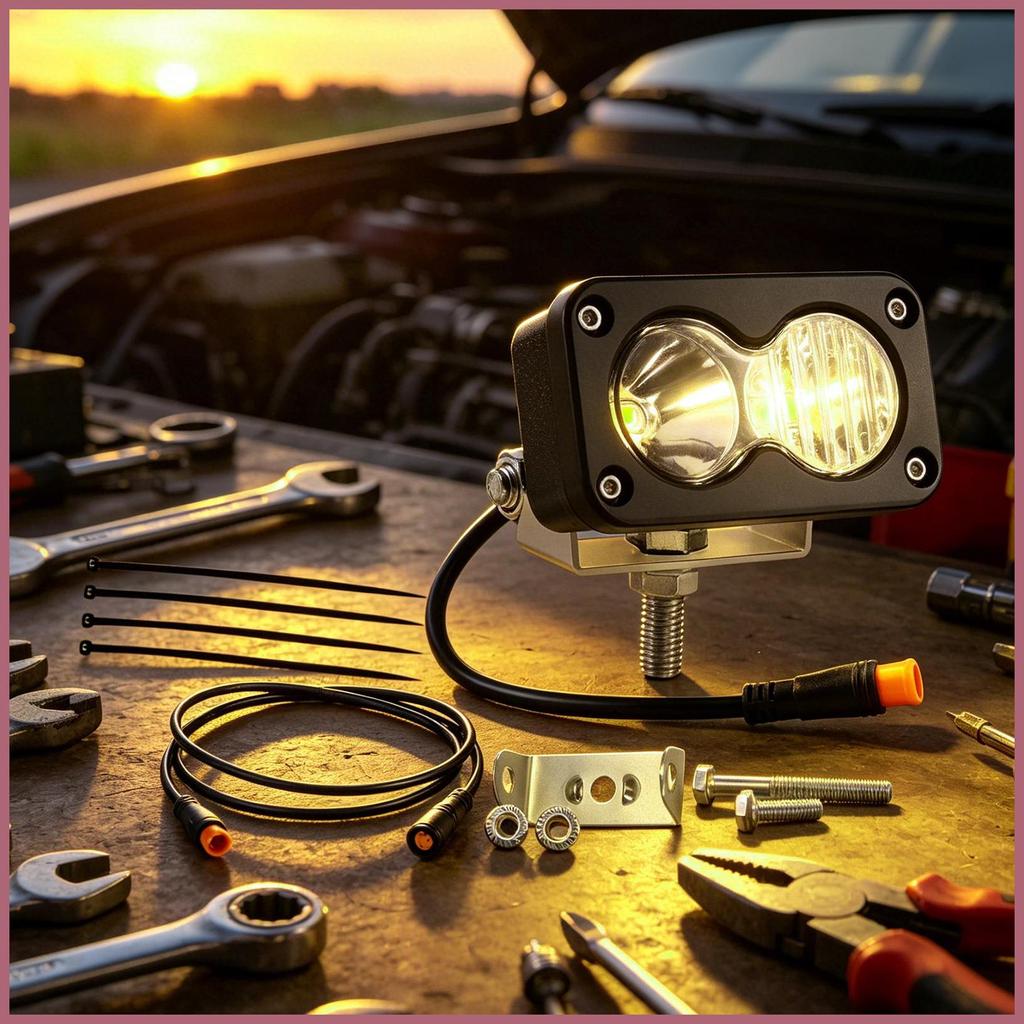 ไฟหน้าจักรยาน 6500K ความสว่างสูง 20W กันน้ำ พร้อม_connector_3-pin สำหรับรถจักรยานและATV