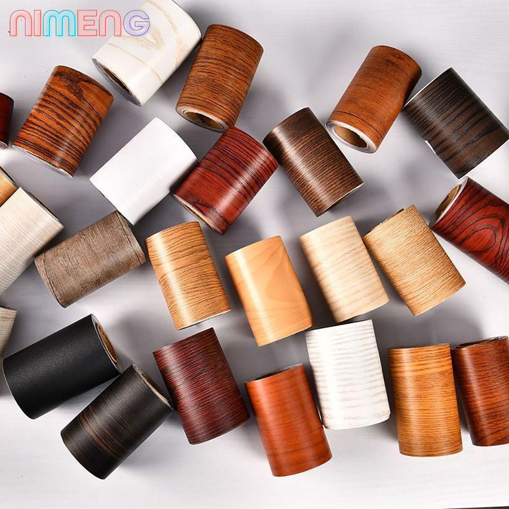 NIMENG 10M/ม้วนสติ๊กเกอร์ขอบผนัง,ลายไม้Windowsillเอวสายวอลล์เปเปอร์,กรอบประตูกันน้ําSelf-adhesive Waveguide Line