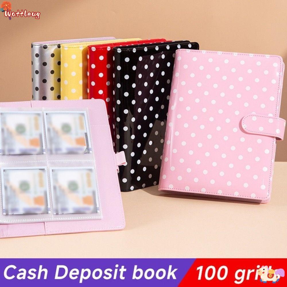 อัลบั้มสะสมการ์ด WATTLEUG, หนัง PU A5 Photo Binder Book, แบบพกพา Polka Dot 6 แหวน 4 กระเป๋าการ์ดหน้า