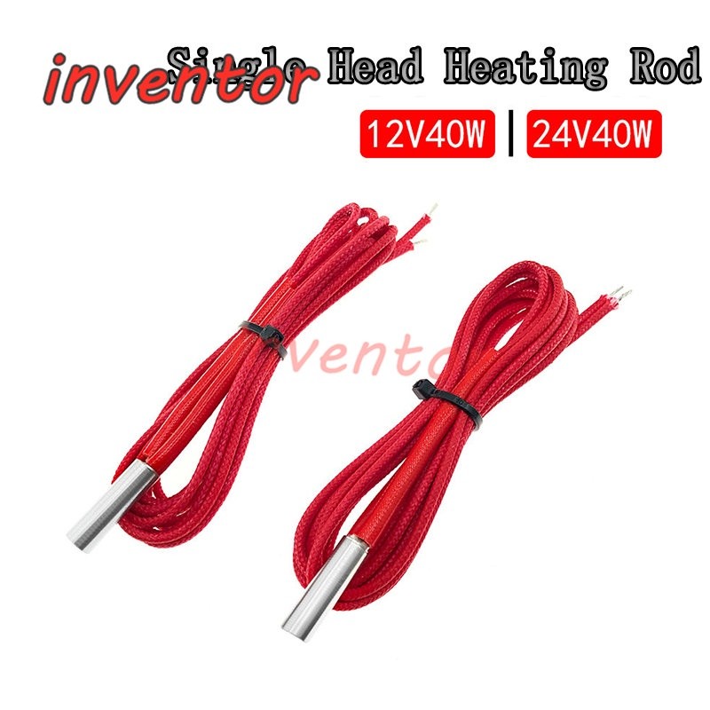หลอดทําความร้อนไฟฟ้าหัวเดี่ยว 6x20 มม. 12V40W/24V40W สําหรับเครื่องพิมพ์ 3 มิติ 1M 3D