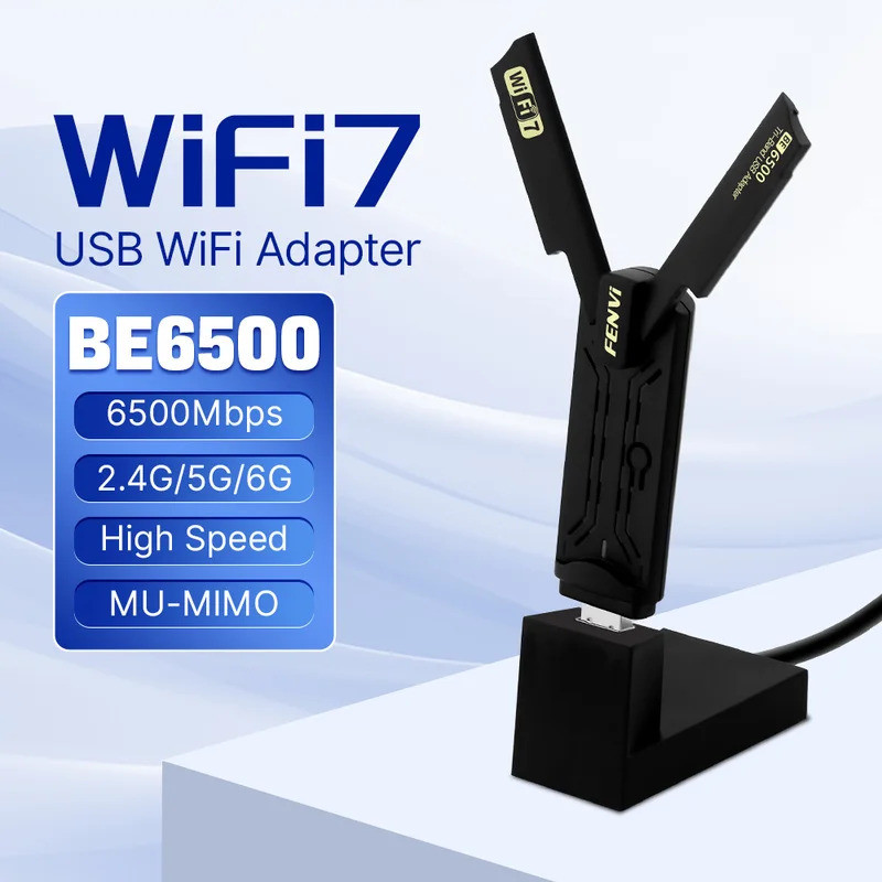 Fenvi Wi-Fi 7 USB WiFi Adapter BE6500 USB 3.0 WiFi 7 ตัวรับสัญญาณเครือข่าย WiFi Dongle PC แล็ปท็อปได