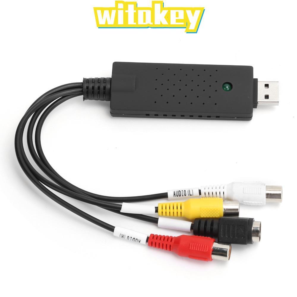 WITAKEY Audio Video Converter, USB 2.0 Plug and Play Video Capture Card, สีดําแบบพกพา USB Video Conv