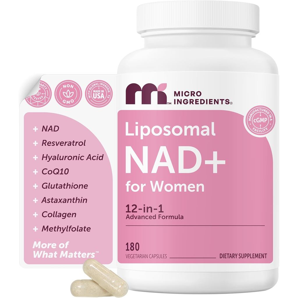 ส่วนผสมขนาดเล็ก Liposomal NAD+ สําหรับผู้หญิงคอมเพล็กซ์, แคปซูลผัก 180 แคปซูล | ไฟทางเดิน NMN  | สูต