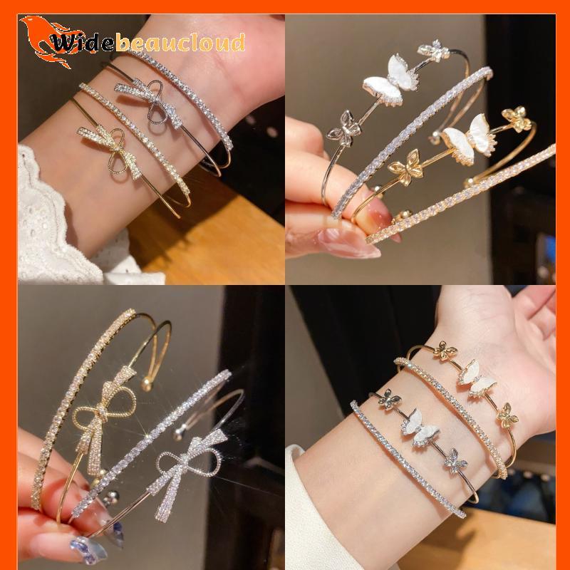 สร้อยข้อมือWidebeaucloud เพชรสปาร์คLING ลายโบว์และตุ๊กตาผีเสื้อ สำหรับวันสำคัญและงานเลี้ยง