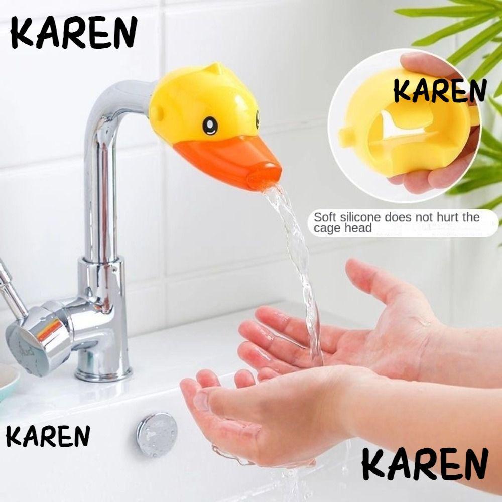 KARENGOODS เด็กซักมือ Extender,ที่ถอดออกได้ Anti-splash Trough การ์ตูนก๊อกน้ํา Extender, Duck Faucet