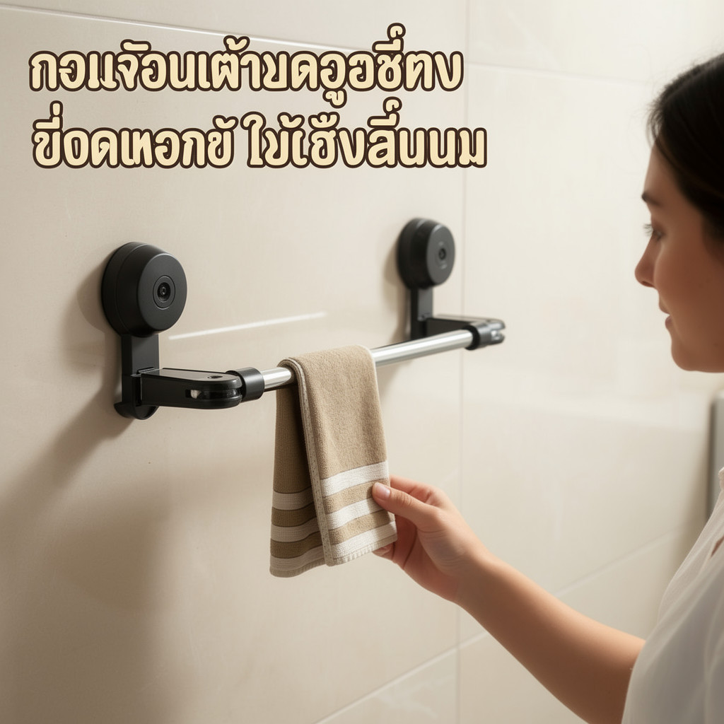 ราวแขวนผ้าเช็ดตัวขยายติดผนังไม่เจาะกันสนิมกันน้ําห้องน้ําตะขอบาร์อบแห้ง