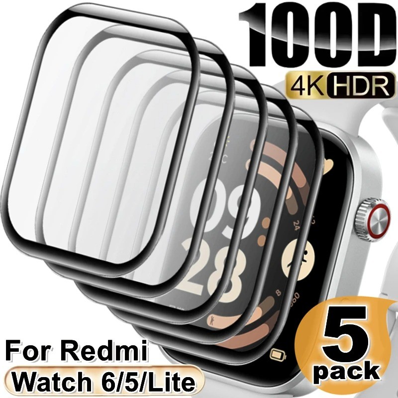 2-10 ชิ้นกระจกนิรภัยสําหรับ Redmi นาฬิกาย้าย 6 5 4 3 2 Lite Active โค้งสีดําขอบนาฬิกาป้องกันหน้าจอสําหรับ Redmi Band Pro 3 2 คลุมทั้งหมด HD ฟิล์มแก้ว